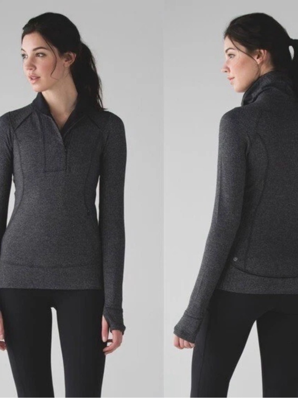 lululemon athletica Heather Charcoal Long-Sleeve Half-Zip Top